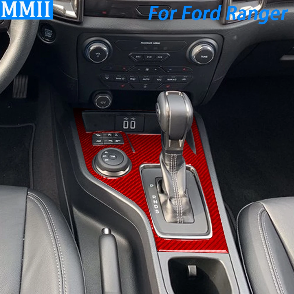 

Red Carbon Fiber Console Gear Shift Panel Surround Trim Car Interior Accessories Sticker For Ford Ranger Sport 2020 2021 2022