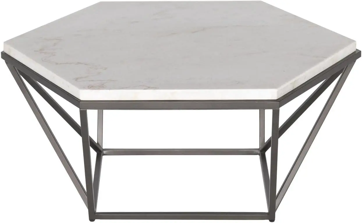 Co Corvus White Marble Top Coffee Table