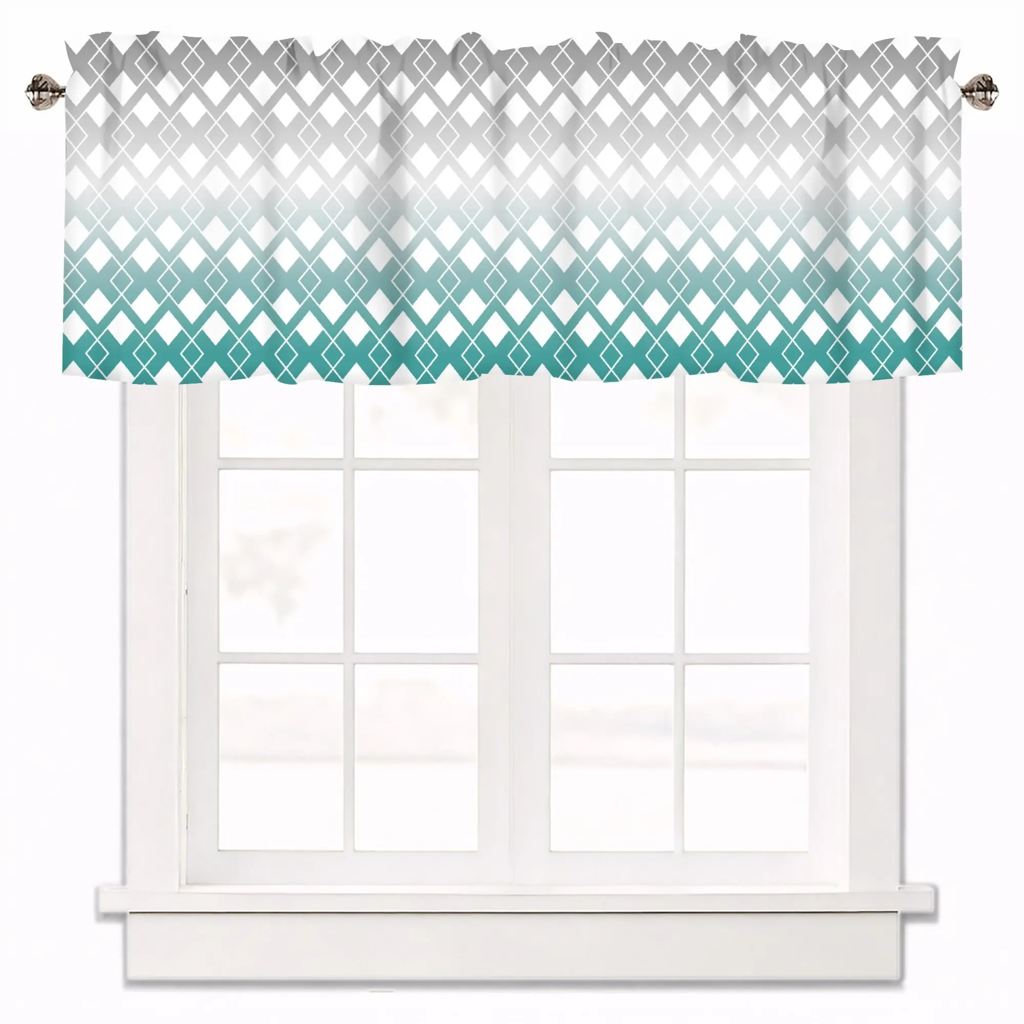 Геометрические балдахины для окон с карманом для стержней, светло-серая фермерская кухня, ванная комната, обработка окон, 1-панель Геометрические балдахины для окон с карманом для стержней, светло-серая фермерская кухня, ванная комната, обработка окон, 1-панель