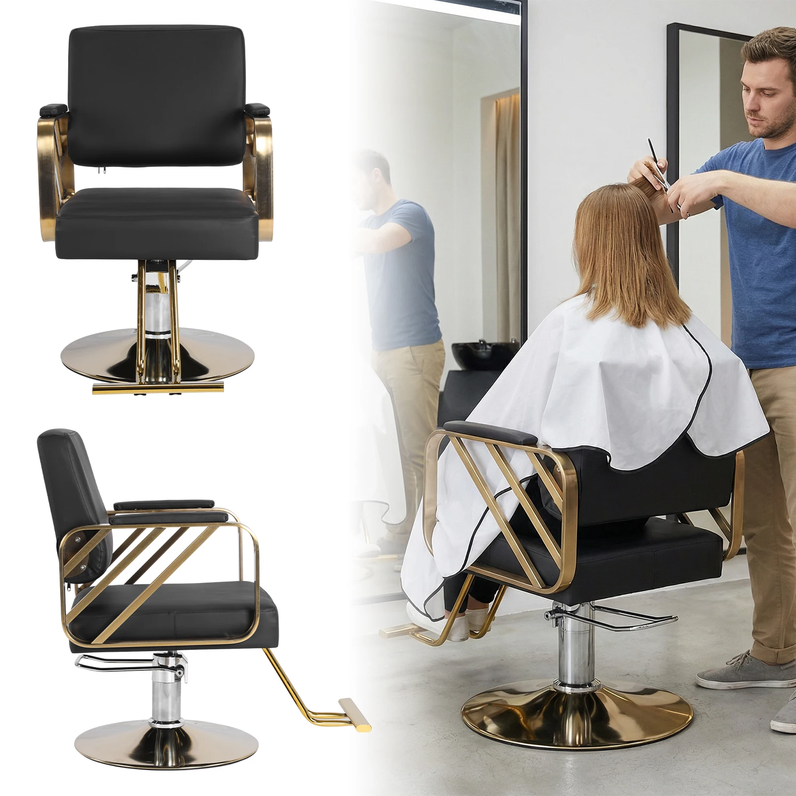 

Hair Salon Chair Capacity 420 Lbs Styling Chair with Heavy Duty Hydraulic Pump 360 Swivel Adjustable for Home Barbershop