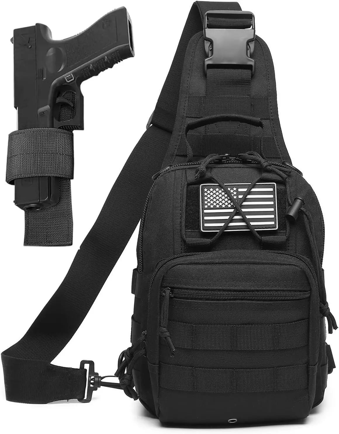 Small Tactical Sling Bag for Men with Holster Military EDC Shoulder Bag CCW Crossbody Bag 7 Liters