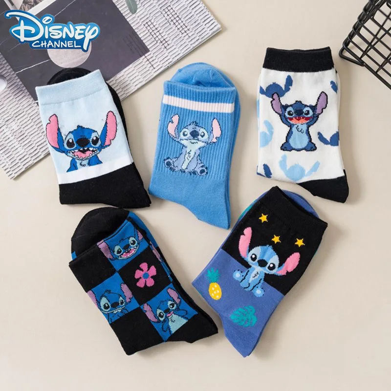 Disney Stitch Skarpetki Anime Film Lilo & Stitch Jesień i zima Słodkie w tubie Skarpetki z kreskówek Dziewczęce bawełniane ciepłe skarpety domowe