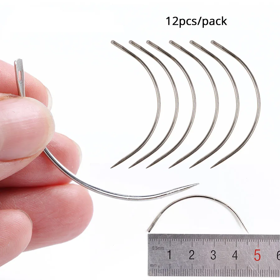 Nunify 12Pcs/pack Wholesale Curved Needle For Hair Weaving Cap 6Cm C-Type Needles Tools C Shape Wigs Needles For Hair Extension