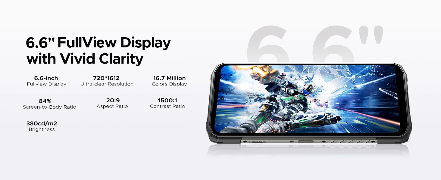DOOGEE Blade10 Power Rugged Phone Gemini AI 6.6" Display 10300mAh Battery 48GB RAM(8+40) 128GB ROM Android 16 SmartPhone