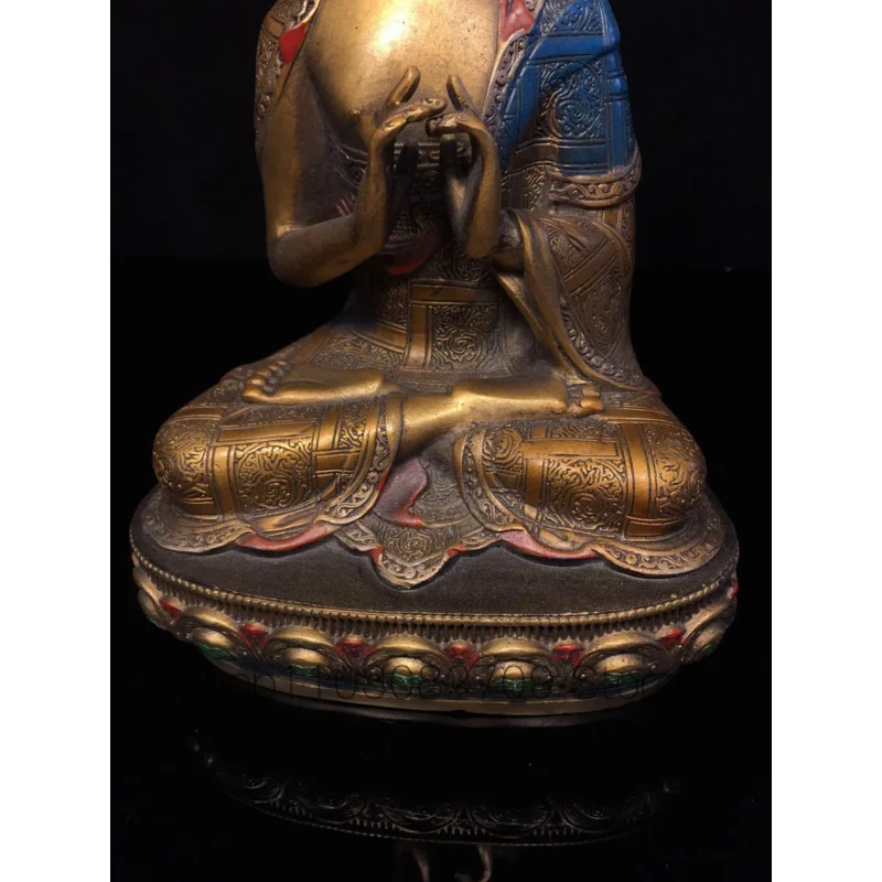 21cm Nepalese Tibetan Tantra Pure Copper Hat Crown Shakyamuni Buddha Statue Enlightenment Buddha Tathagata Buddha Ornament