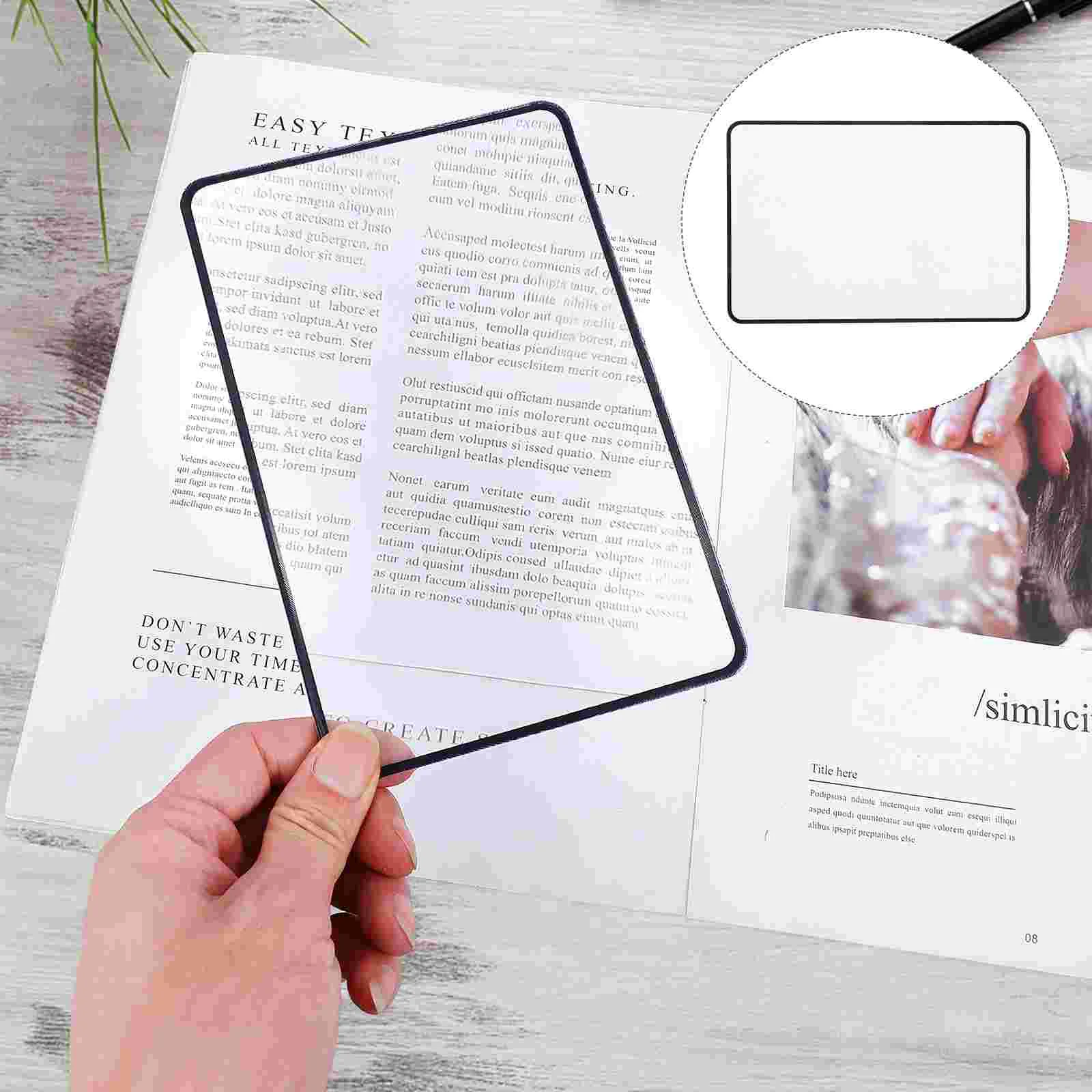 

Full Page Magnifying Glass Bookmarks Mirror Magnifier for Reading Lens Black Border