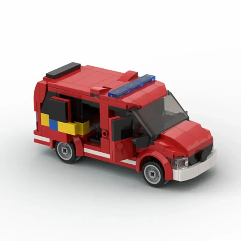 MOC-coche de MOC-49846 de bomberos para niños, juguete de bloques de construcción, modelo de camión, rompecabezas, regalo de cumpleaños, Navidad, 266 piezas