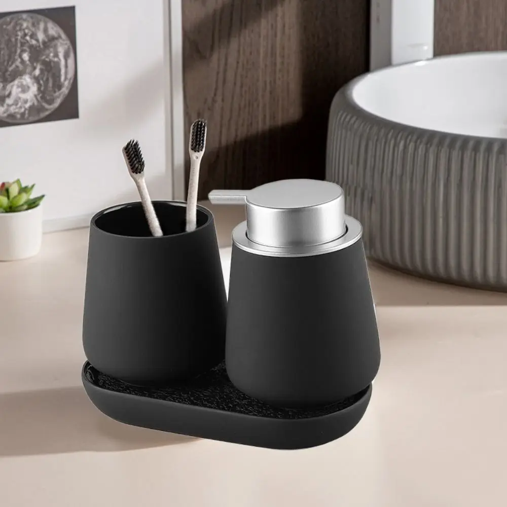 Sandstone Look Bathroom Accessories Set Toothbrush Cup with Large Pump Resin Bathroom Accessories Soap Dish