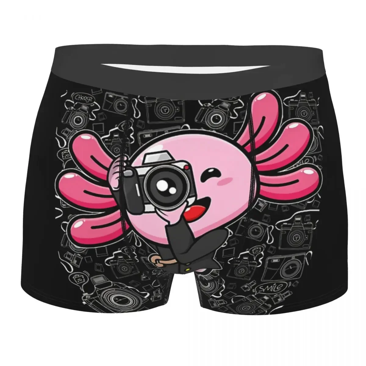 Kawaii Camera Cute Photographer Men Boxer Briefs Axolotl Lover Breathable Funny Underwear Print Shorts Birthday Gifts