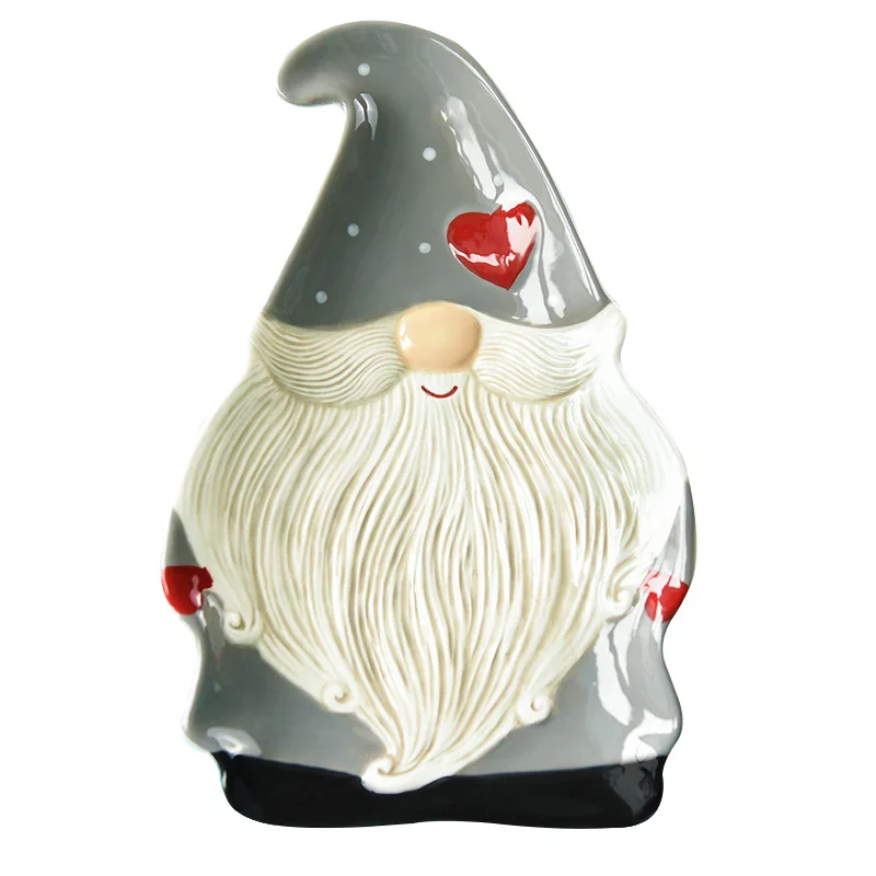 Nordic Santa Claus Dish Embossed Rice Salad Bowl Ceramic Flat Plate Cup Teapot Christmas Tableware Gift