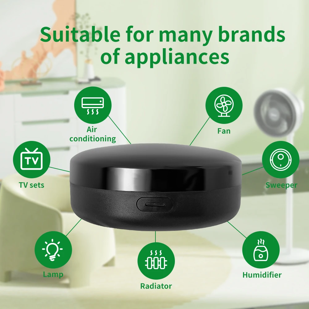 Tuya WiFi Learning Infrarot-Fernbedienung, geeignet für Infrarot-Lüfter und Fernseher, Smart Home Control, unterstützt Alexa Google Electronic