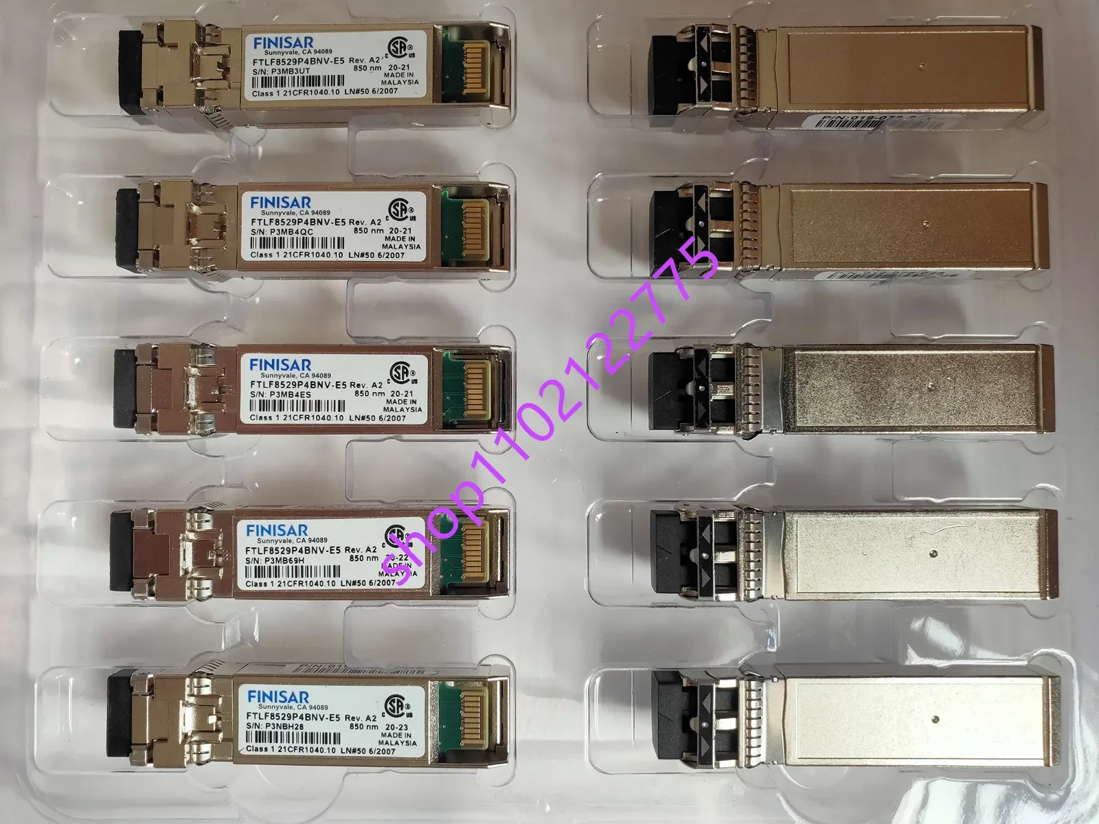 FINISAR ใยแก้วนําแสง 16GB FTLF8529P4BNV-E5 019078045   16G 850nm 100 ม. SFP + โมดูลสวิตช์ไฟเบอร์คู่มัลติโหมด / ตัวรับส่งสัญญาณ 16GB