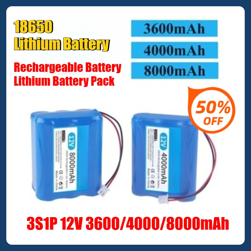 

18650 Lithium Battery 3S1P 12V 3600/4000/8000mAh Rechargeable Battery Lithium Battery Pack