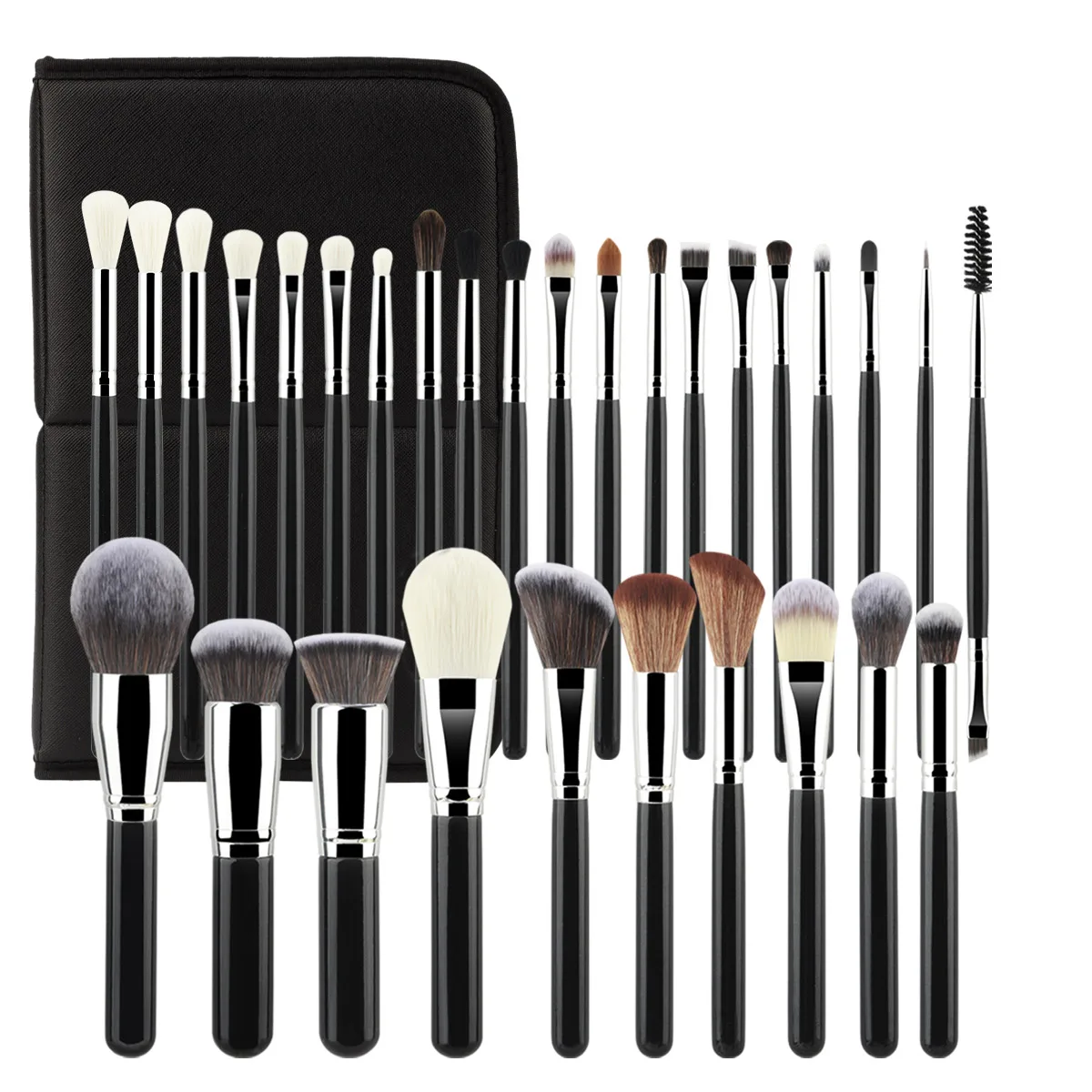 Set di pennelli per trucco naturale nero 30 pezzi con borsa fondotinta in polvere per sfumare fard sopracciglio ombretto professionale Maquillaje