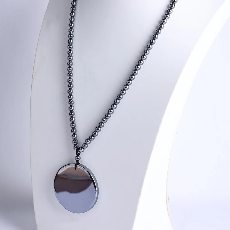 Melted Ice High Purity Silicon Terahertz Safe Heart Protection Round Cake Pendant Necklace