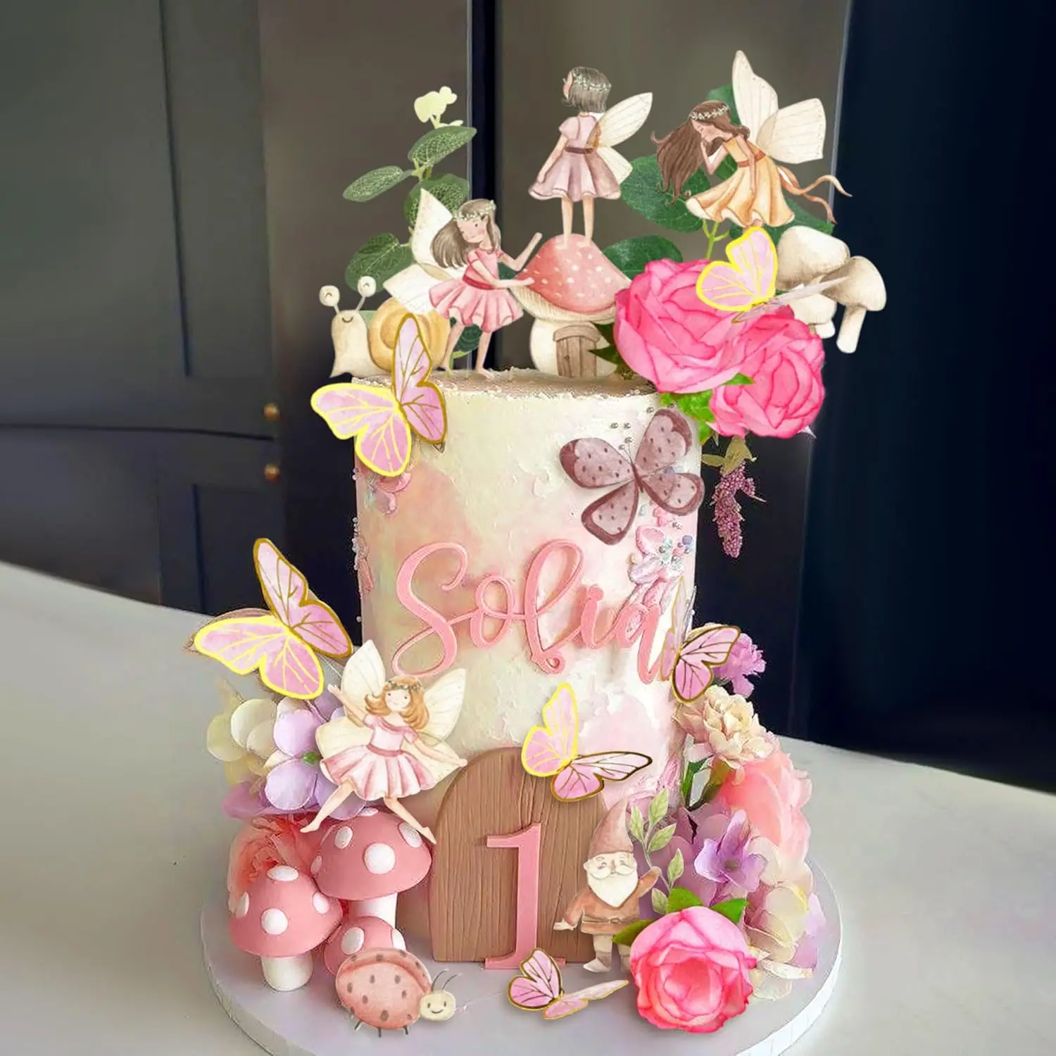 Packung mit 31 Feenkuchen-Dekorationen, Pilzhaus-Kuchendekoration, Pilzkuchenaufsatz, Feenkuchen-Dekoration, Gartenfeenkuchen
