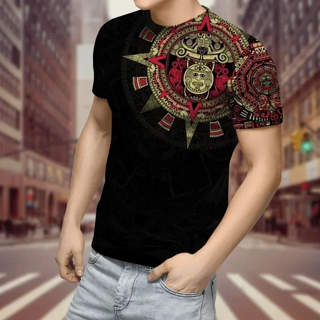 Mexico 3D Printed T-Shirt Men\'S Aztec Cute Design Short Sleeve T Shirt Harajuku Style Summer Neutral Streetwear Casual Top