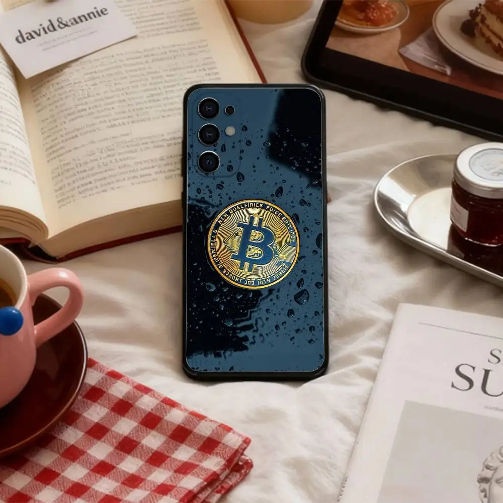 Capa de telefone bitcoin de moeda digital d para samsung s 25,24,23,22,30,21,10,9,ultra,plus,lite,fe,4,5 g capa preta macia