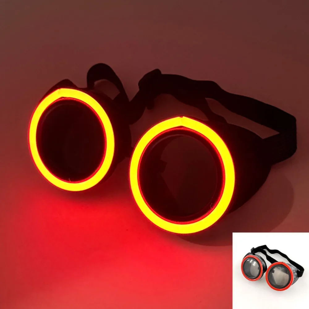 Fashion Wireless LED Glowing Glasses Punk Style Round Light Up Glasses Unique Funny Luminous Eyewear Bar Club