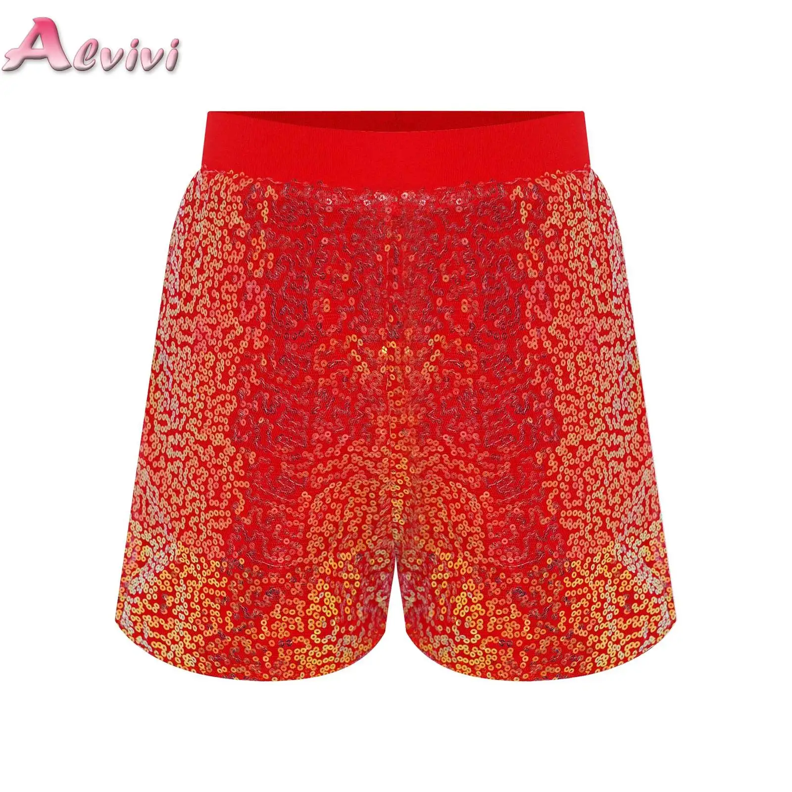 

Dance Shorts for Girls Kids Sparkling Sequin Pants Elastic Children Glossy Gymnastic Dancewear Solid Sports Jazz Dance Shorts