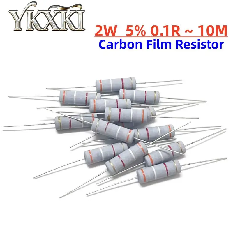 50pcs 2W Carbon Film Resistor 5% 0.1R ~ 10M 10R 22R 33R 100R 220R 330R 1K 2.2K 3.3K 4.7K 10K 22K 47K 100K 1M 100 220 330 ohm