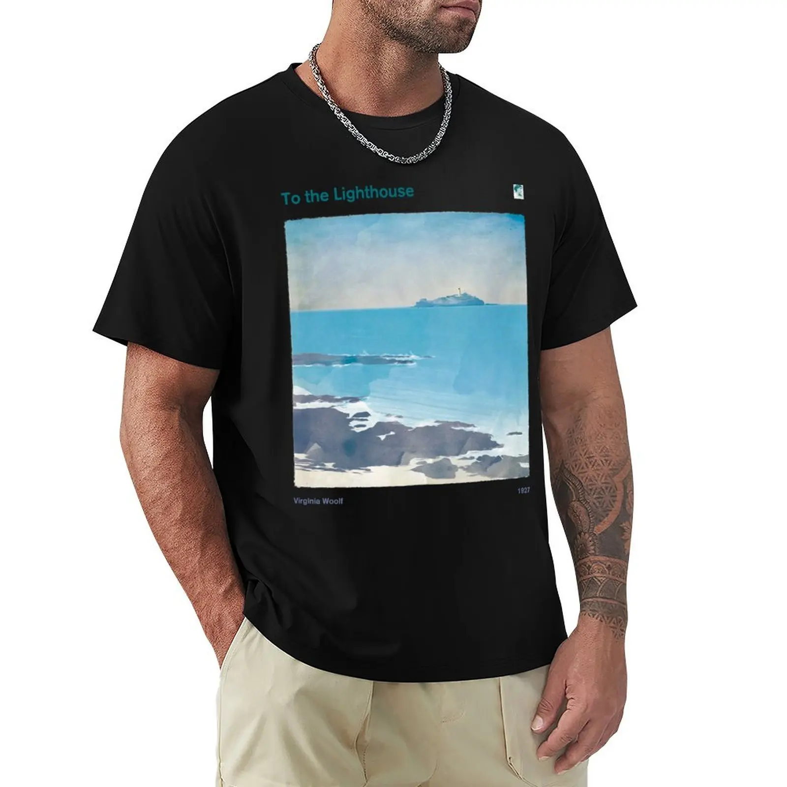 To the Lighthouse, Virginia Woolf Literary Art for Book Lovers T-Shirt Large Size Breathable Tee
