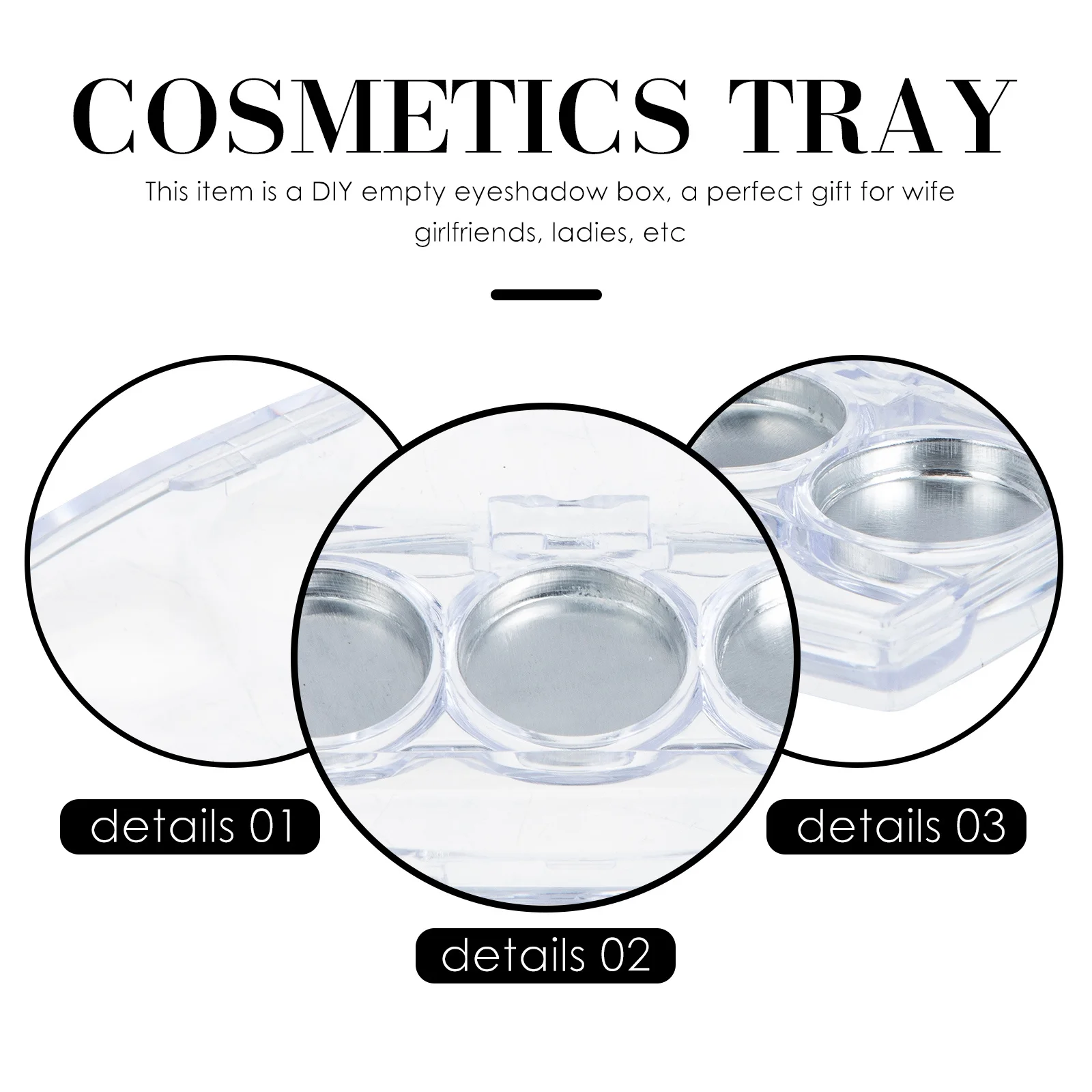 6Pcs Mini Eyeshadow Case with Compartments Refillable Dispenser for Eyeshadow Blusher Powder Foundation Travel-Friendly