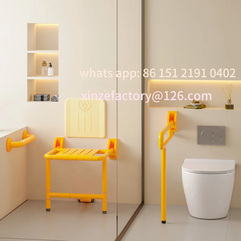 

Customizable senior-friendly suite toilet toilet armrest railing safety wall-mounted folding bathroom bath folding stool