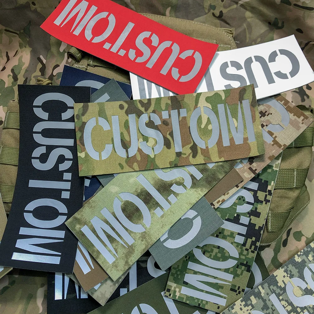 

25cm IR IFF Infrared Reflection Back Patch Custom Laser Cut Name Tapes Gray Letters Morale Tactics Military Airsoft