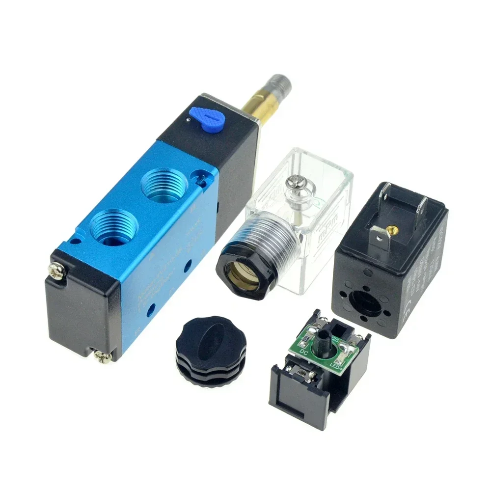 Pneumatic Electric Solenoid Valve 5 Way 2 Position 12V 24V 220V 6mm 8mm 10mm Hose Connect Adjust Control Air Gas Magnetic Valve