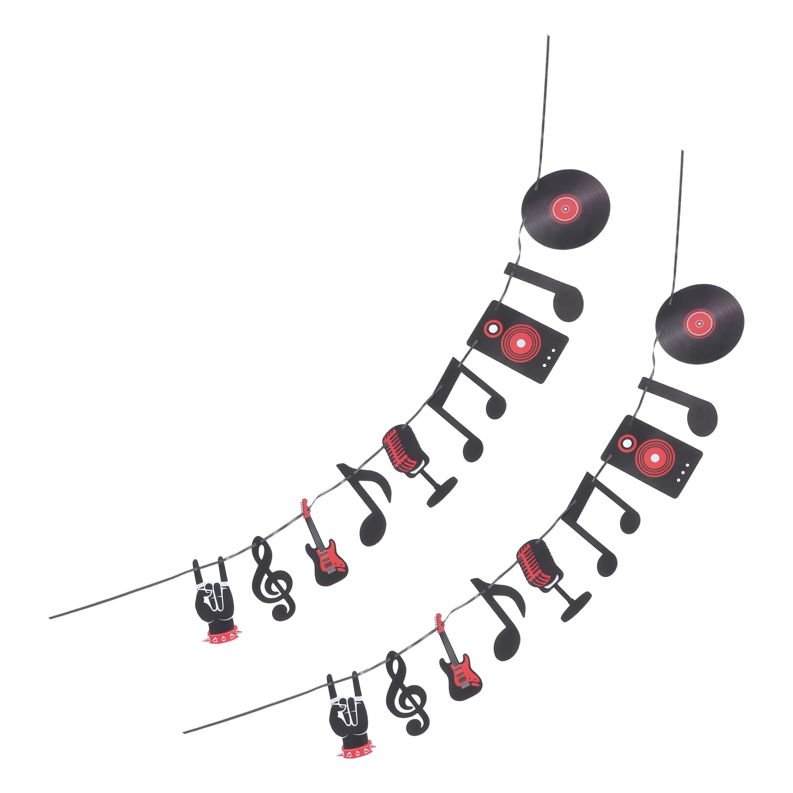 

2 set Rock Music Theme Banner Cardstock Party Decorations For Guitar Rock Musician Birthday Festival Carnival Event
