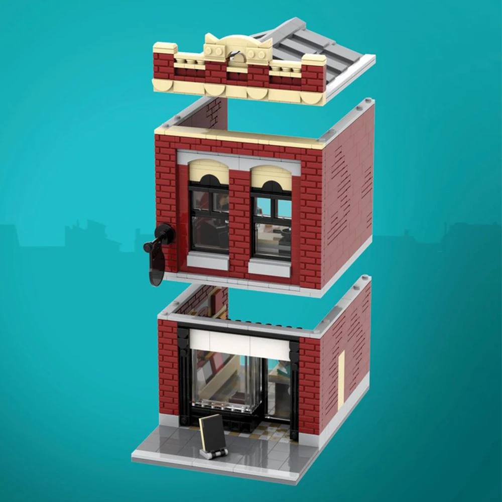 MOC building city hot sale street scene building blocks downtown record company creative model set model toy boy holiday gift