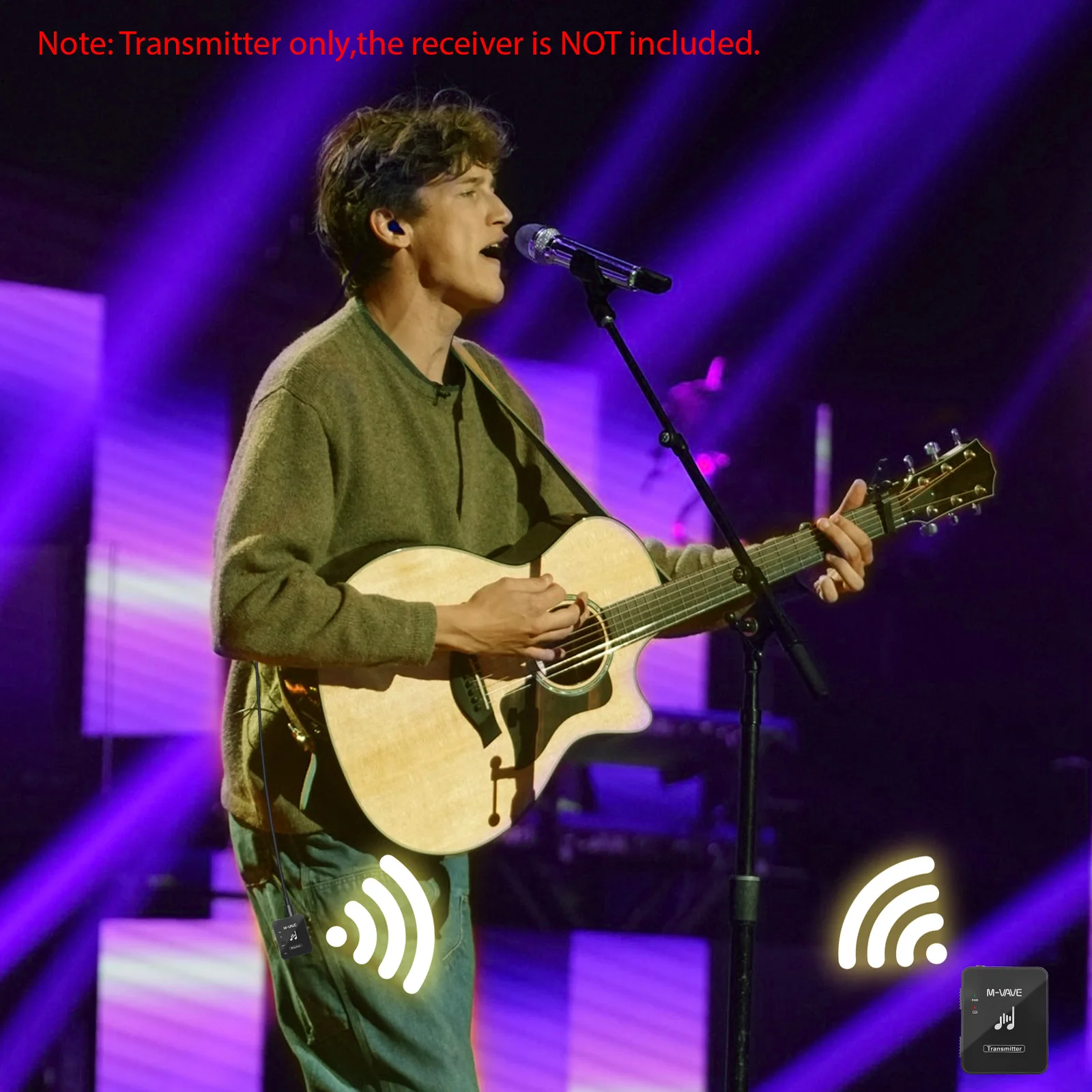 M-VAVE WP-10 2,4 GHz draadloze oor-achterzender Oplaadbare emitter van draadloos oortelefoonmonitor transmissiesysteem