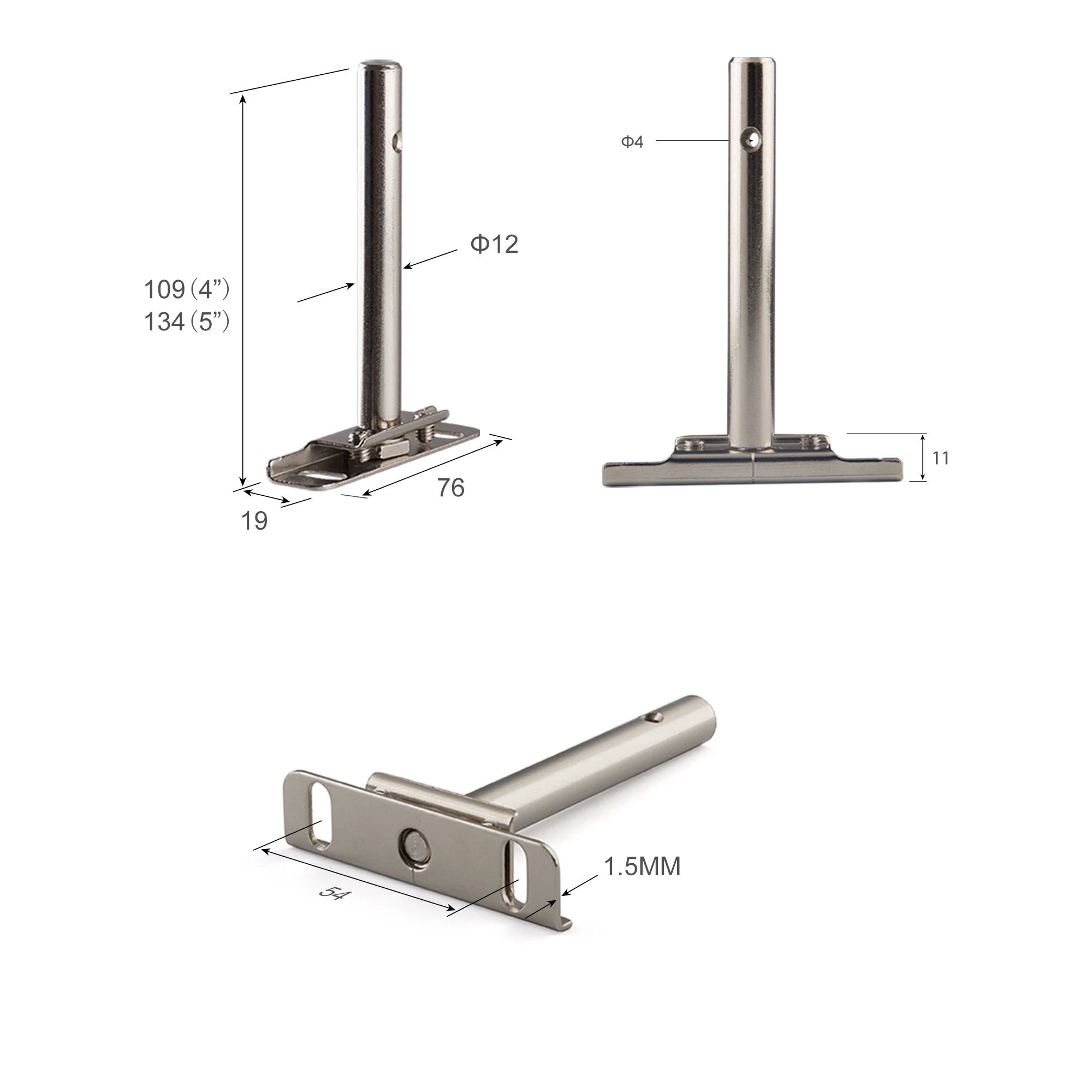 4' 5' Heavy Duty Wall Floating Shelf Bracket Space Saver Angle Adjustable Steel Invisible Hidden Wooden Shelf Supports Hardware