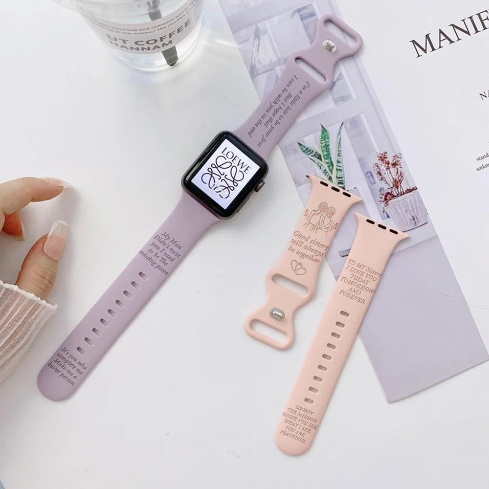 Strap For Apple Watch Band Personalized Customization Silicone Strap 44mm 45mm 49mm 40mm 38mm iwatch Series 3 4 5 6 7 8 SE Ultra