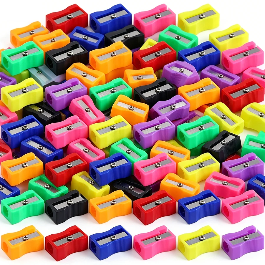 36/72 Stück 2,5 cm Mini-Bleistiftspitzer, bunt, gebogenes, rutschfestes Design, quadratischer Kunststoff-Bleistiftspitzer, Schulpreis-Schreibwaren