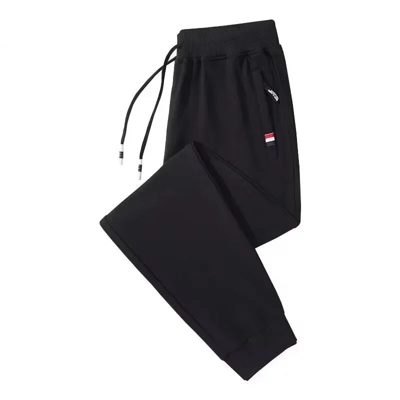 

Male Fashion Brand Sweatpants Bunched Feet Pants 2025 Men Loose Straight Leg Casual Pants Elastic Waist Cotton Solid Color Pants
