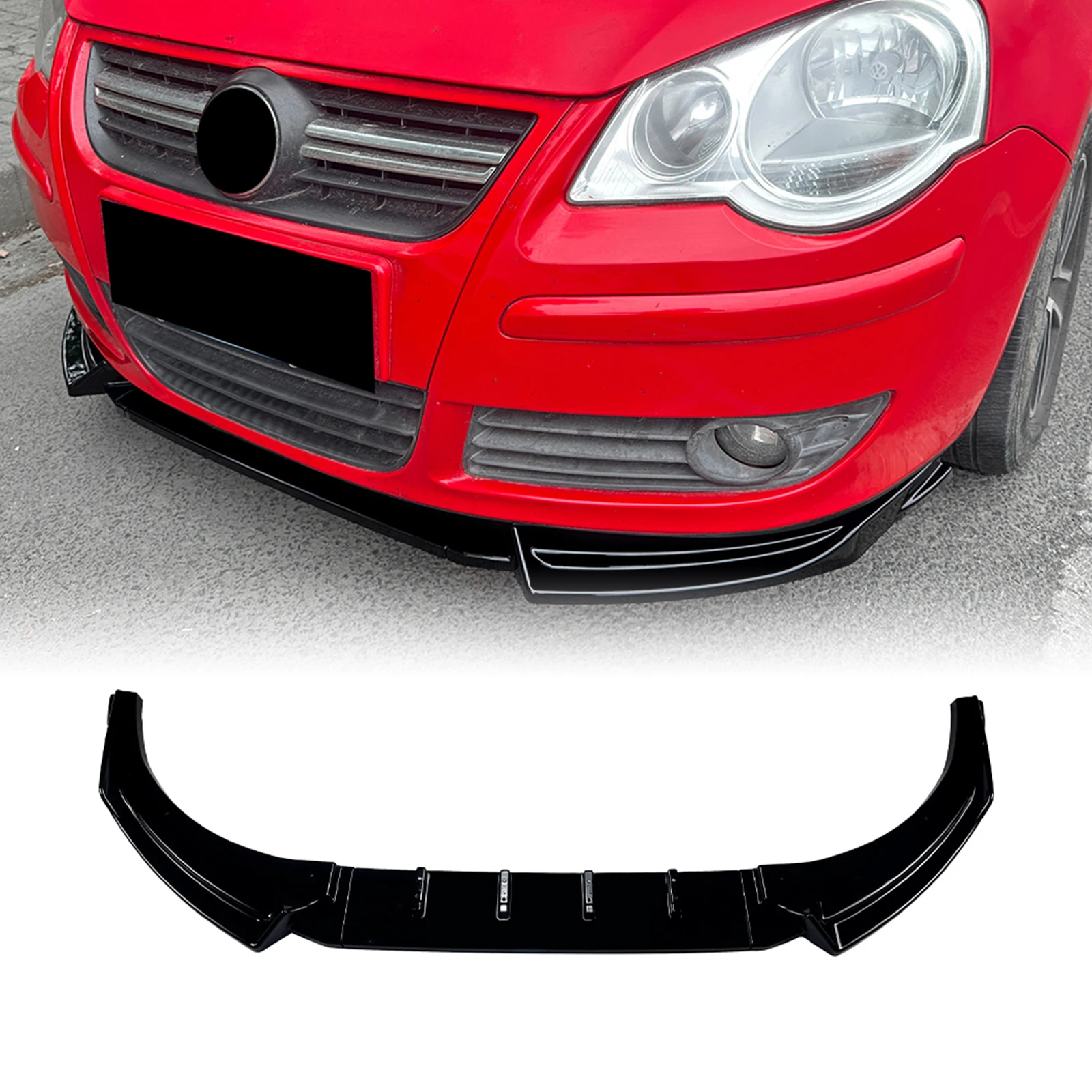 For Volkswagen VW Polo MK4 9N 2005-2008 Front Bumper Spoiler Lip Gloss Black/Carbon Fiber Look Lower Splitter Blade Protector