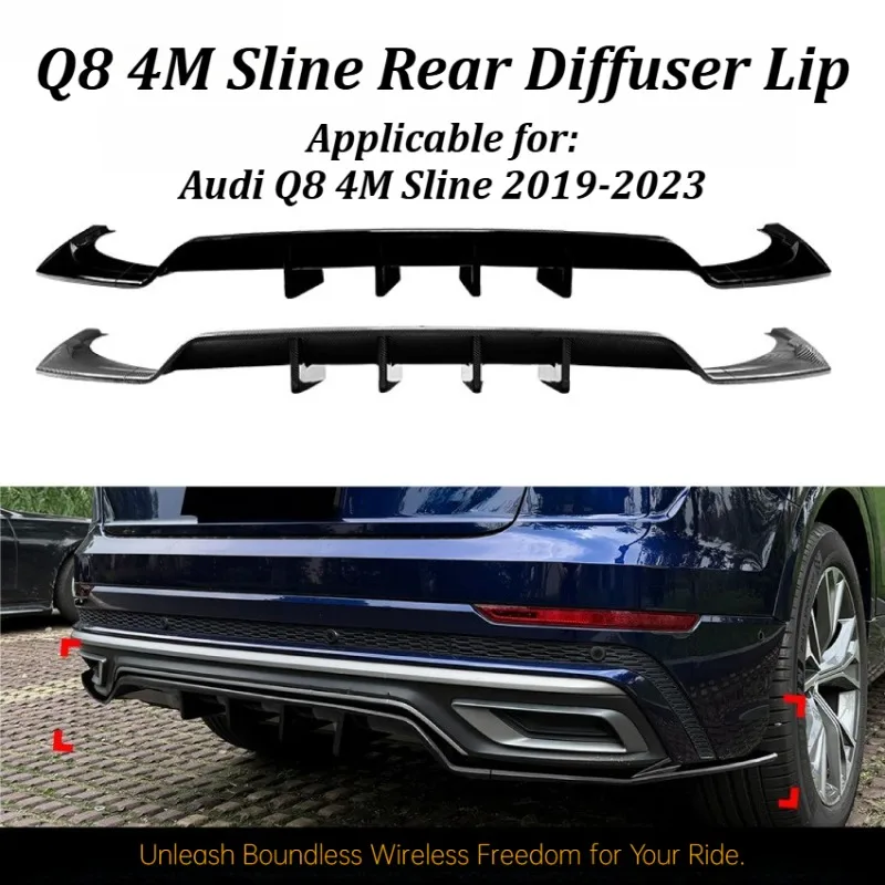 

For Audi Q8 4M Sline 2019-2023 Rear Bumper Diffuser Lip Spoiler Body Kit Aero Exterior Styling Car Accessories Tuning Parts