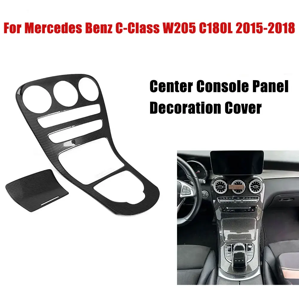 For Mercedes Benz C-Class W205 C180L C200 C300 2015-2018 Car Center Console Panel Decoration Cover Guard Trim ABS Carbon Fiber