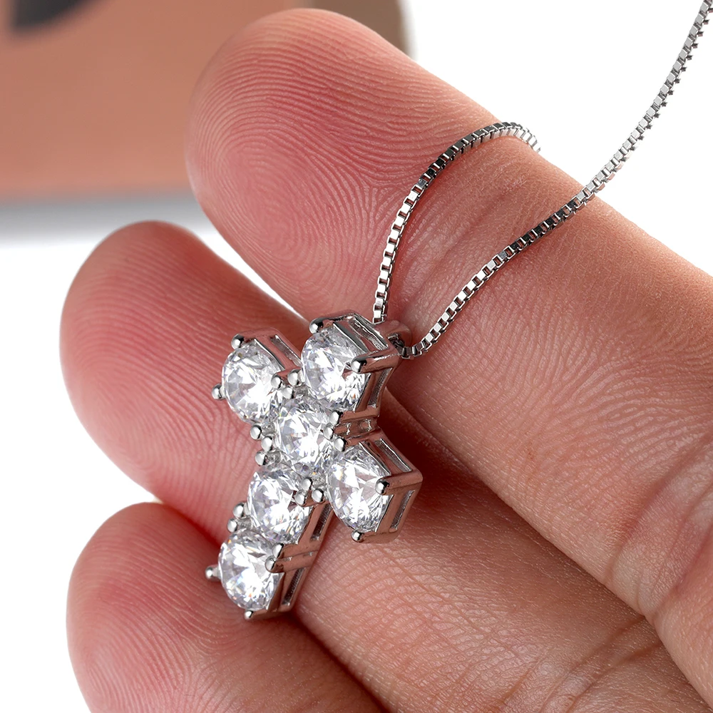 الصفاء 3ct D اللون مويسانيتي الصليب قلادة للنساء الرجال هدية 100% S925 فضة قلادة سلسلة عنق غرامة مجوهرات GRA