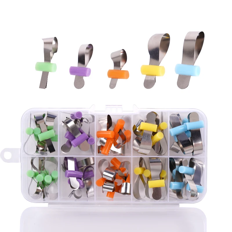 

50Pcs/box Dental Orthodontic Forming Sheet Sectional Contoured Metal Matrices With Positioning Dentist Matrix Retainer Oral Tool