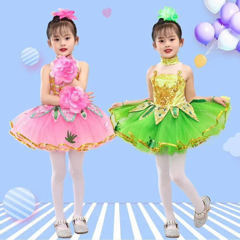 Children Ballet Tutu Skirt Jasmine Flower Dance Performance Costumes Kids Girls Ballroom Party Princess Dresses Choir Clothing