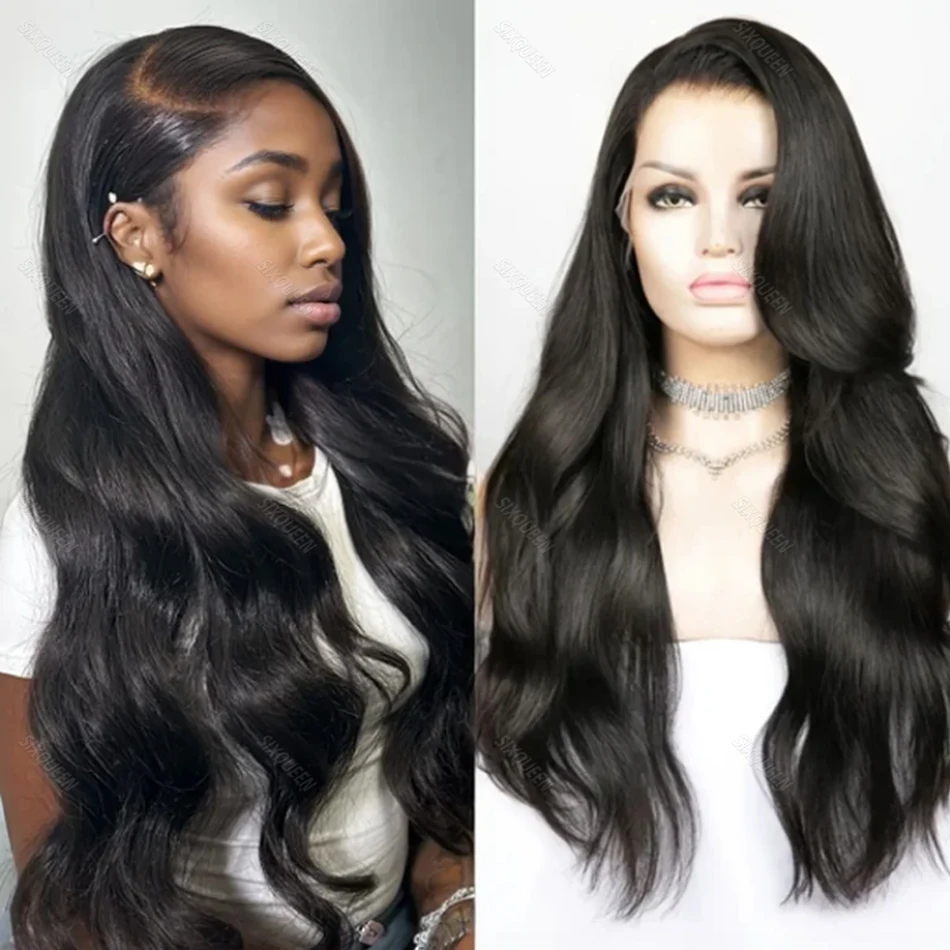 

Black Color Body Wave wigs 200 Density 13x4 HD Transparent Lace Front Human 100% Natural Brazilian Hair Frontal Wigs