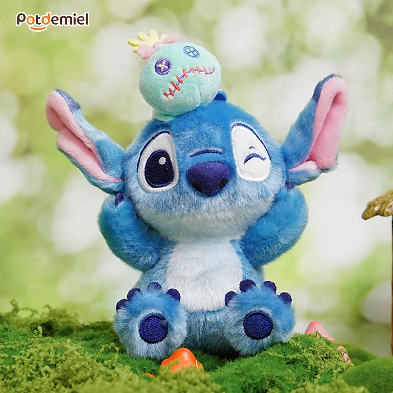 Original Potdemiel Disney Stitch Golden Plush Pendant Keychain Bag Charm Birthday Gift Collection Toy view 5