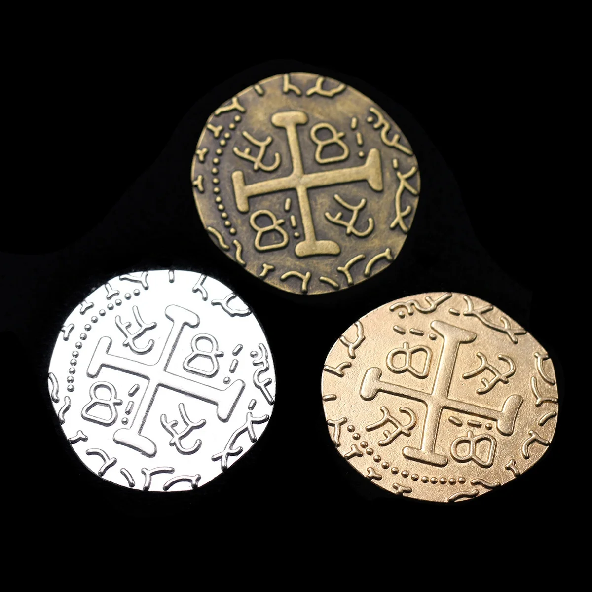 

100 шт./лот, металлические пиратские монеты для Хэллоуина, игровые монеты-сокровища, реквизит для вечеринок и игр, имитация сундуков с сокровищами