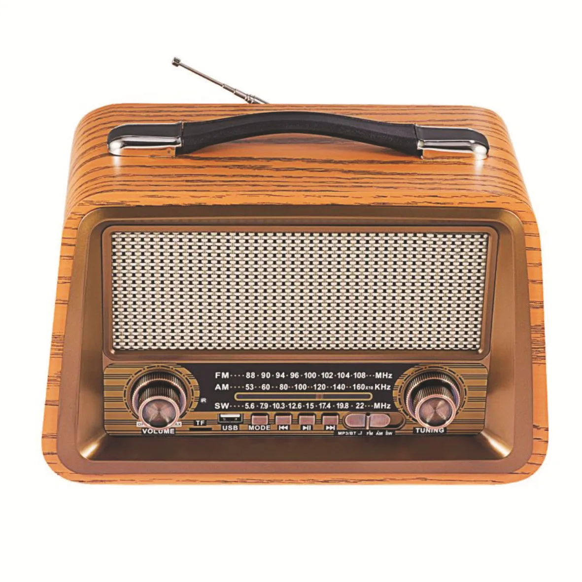 Wholesale FM/AM/SW Three Band MP3 Player with Retro Bluetooth Card Insertion Wooden Box Radio By Manufacturer