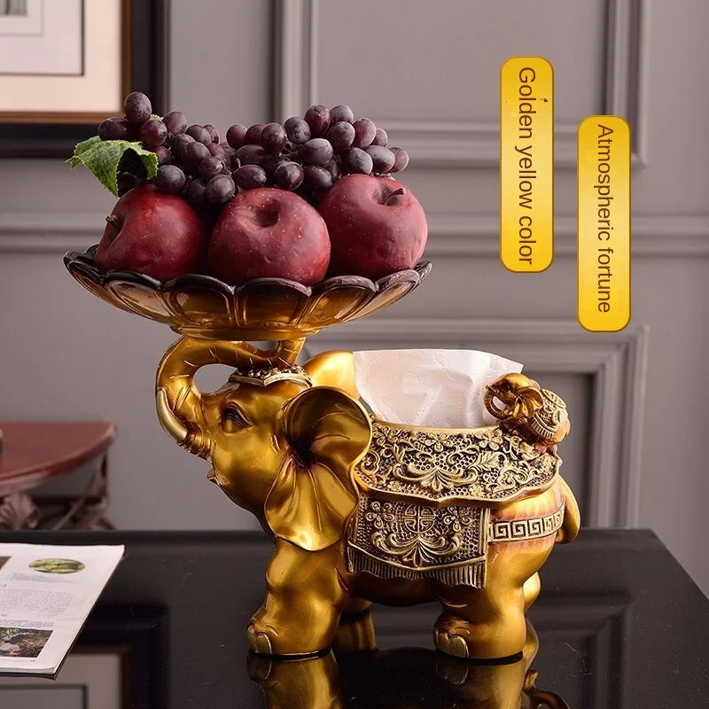 Fortune Bring Elephant Tissue Box Creative Decoration Living Room Coffee Table Household Wood Fruit Plate Dried Fruit Tray