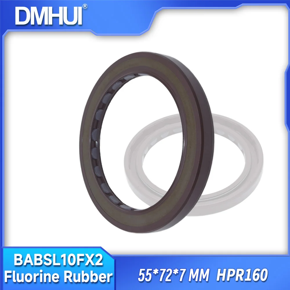 

DMHUI Rotary Shaft Oil Seals 55x72x7mm for HPR160 Hydraulic Pump - High Pressure Double Lips Sealing Ring BABSL10FX2 Type FKM