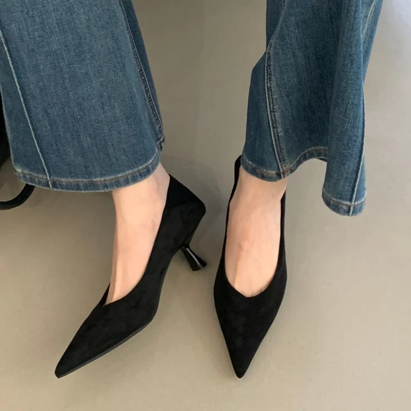 Bailamos Autumn Pointed Toe Women Sandals Sexy Shallow Slip On Pumps Shoes Fashion Thin High Heel Ladies Elegant Dress Shoes view 4